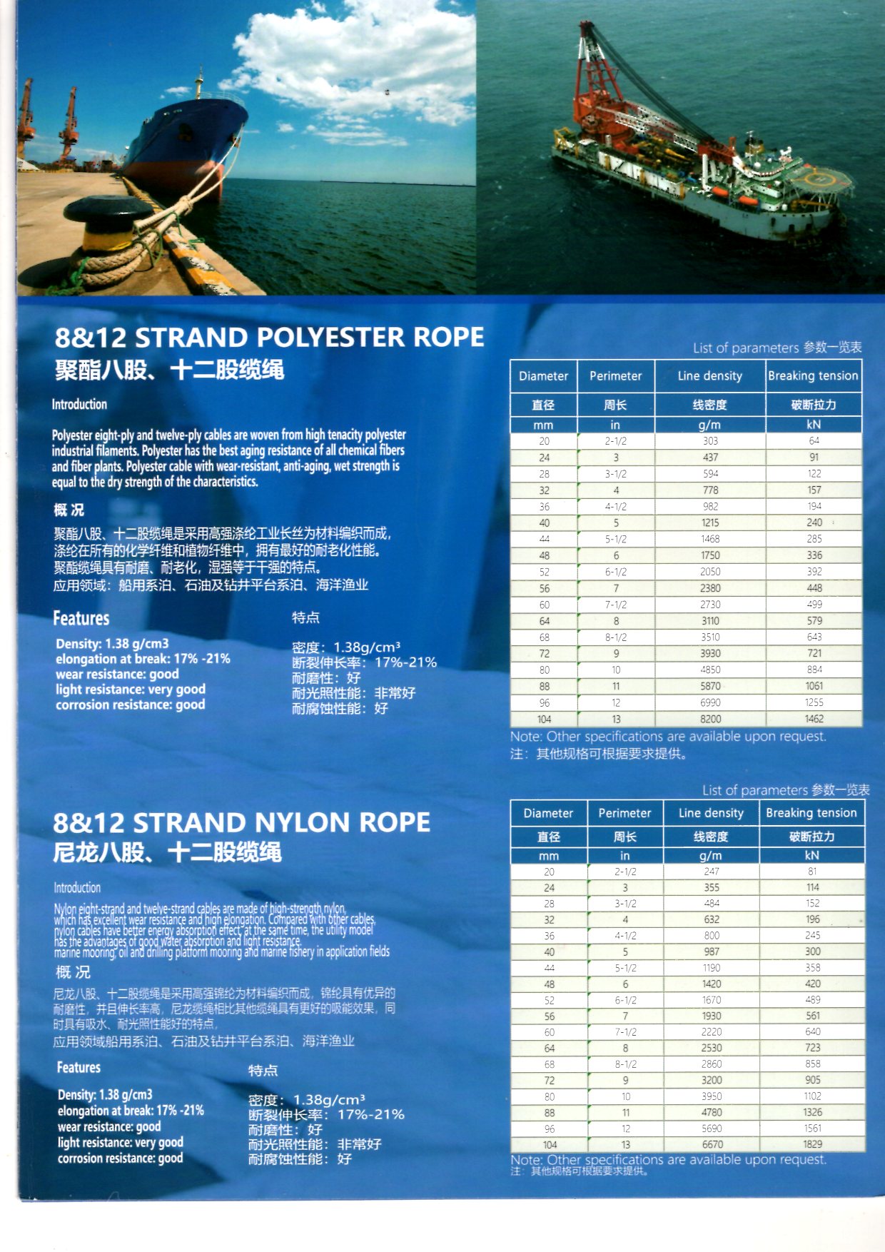 strand polyester rope