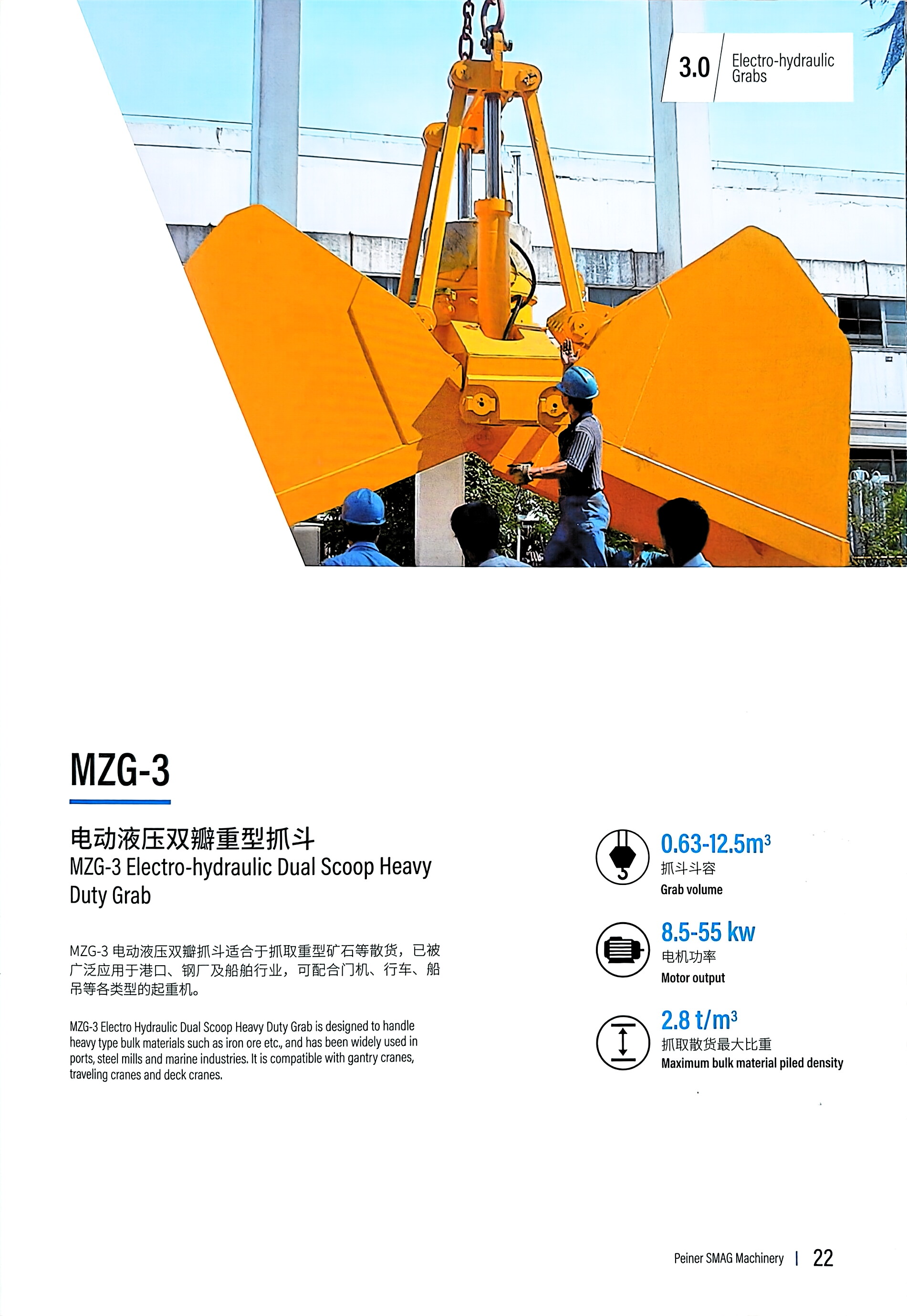 MZG-3 Electro-hydraulic Dual Scoop Heavy Duty Grab
